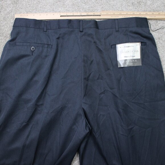 Savane Pants NWT Men 42x30 Blue Silkworks Traditions Micro Fiber Pleated Cuffed - Picture 7 of 15